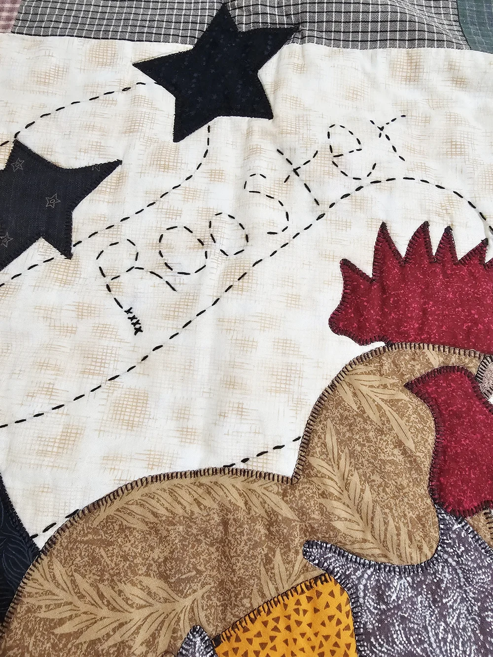 Farmhouse Cottagecore Rooster Quilted Wall Hanging